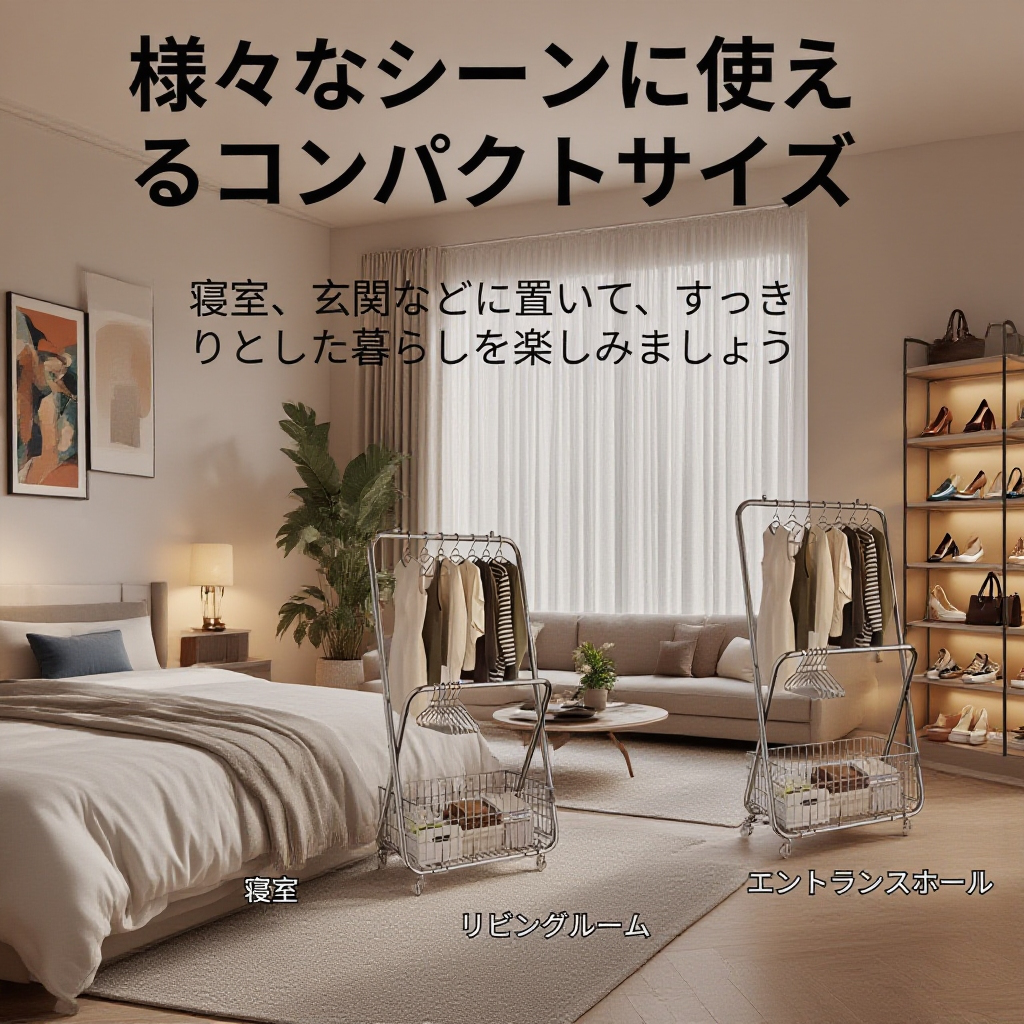 フレーム付き洋服ラックの細部アップ