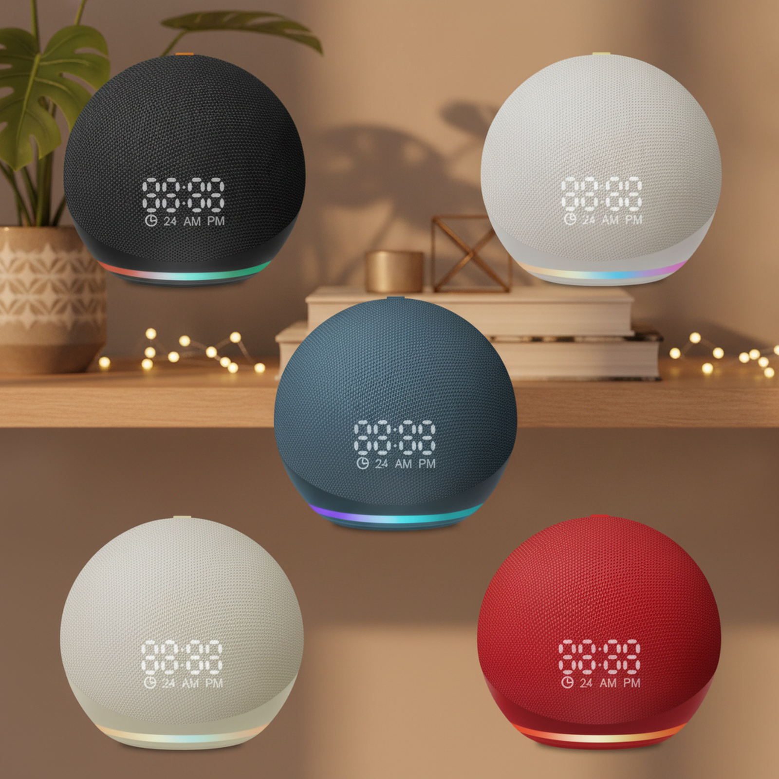 Tragbarer Mini-Bluetooth-Lautsprecher mit Uhr und Desktop-Design