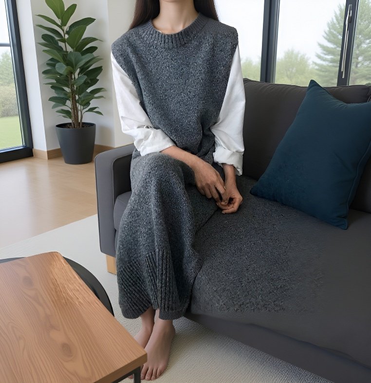 여성 니트 원피스 전체 모습