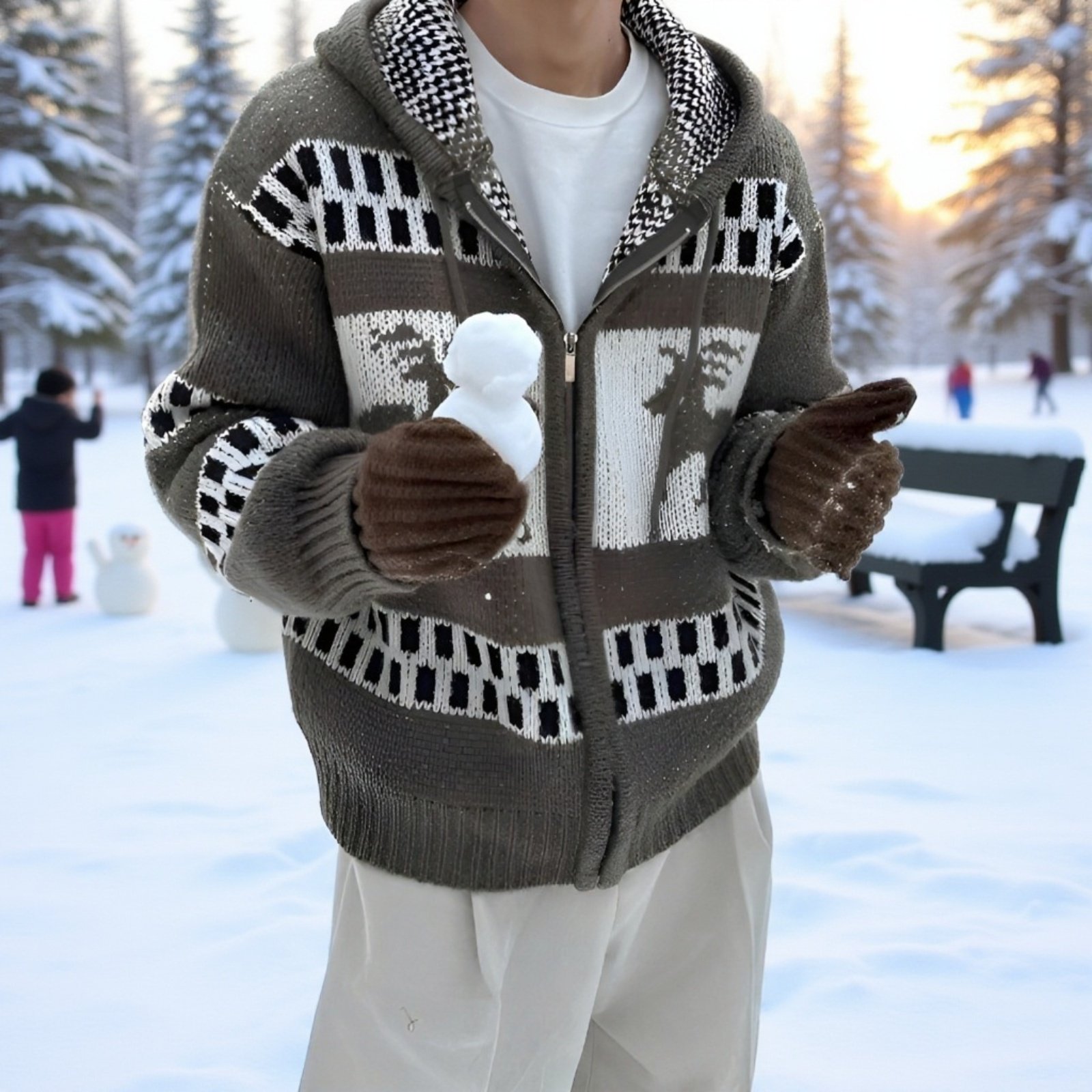 フェアアイル柄メンズカーディガンの背面画像