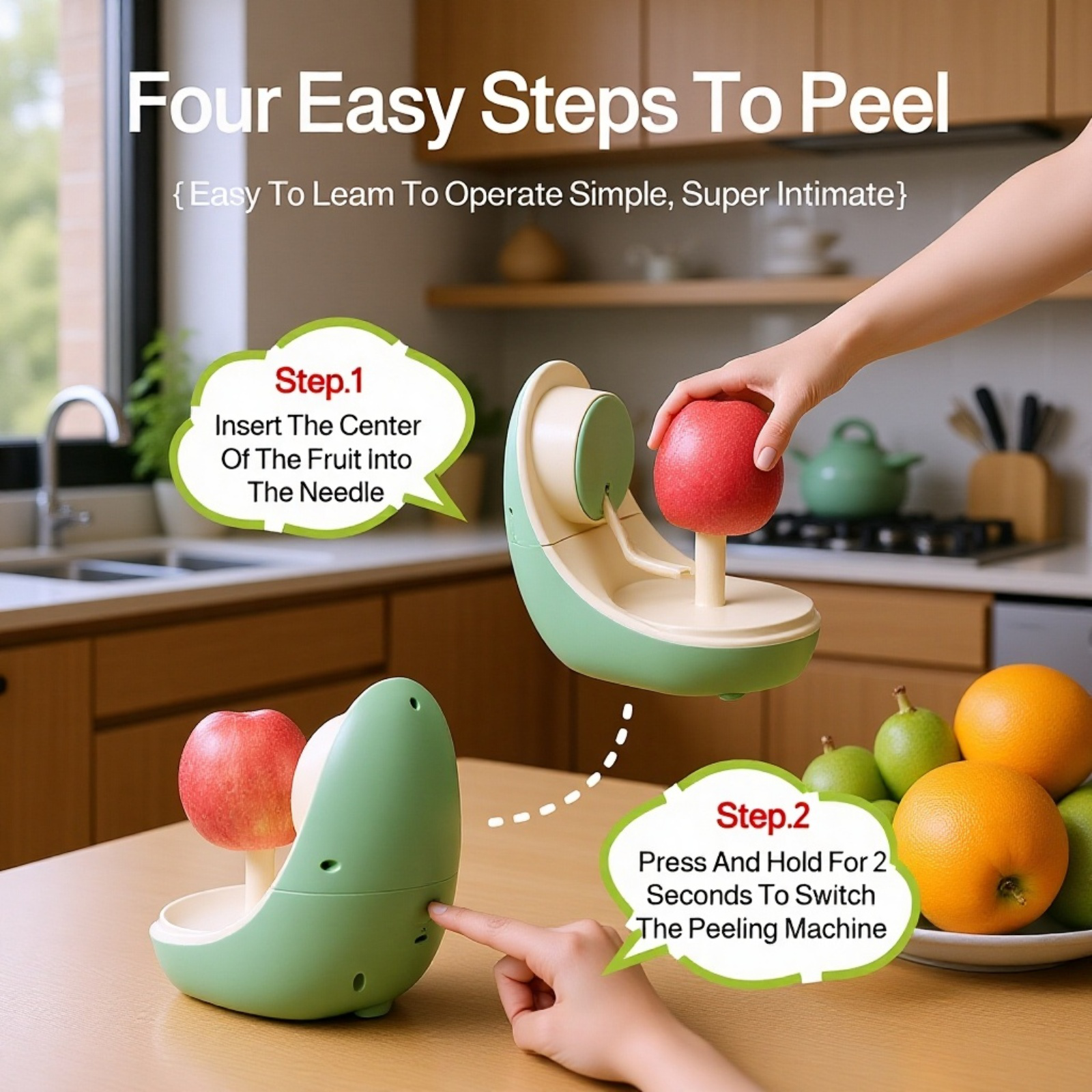  Electric Apple Peeler, Washable, USB Rechargeable Fruit Peeling Machine