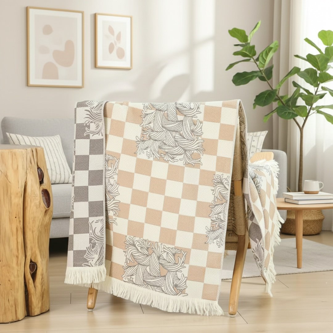 Elegant bath towel with intricate jacquard patterns