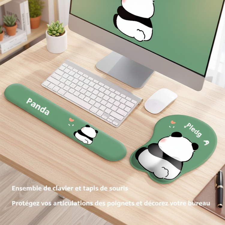 Cute panda-shaped mouse pad, wrist rest, silicone pad, keyboard wrist support, office laptop.