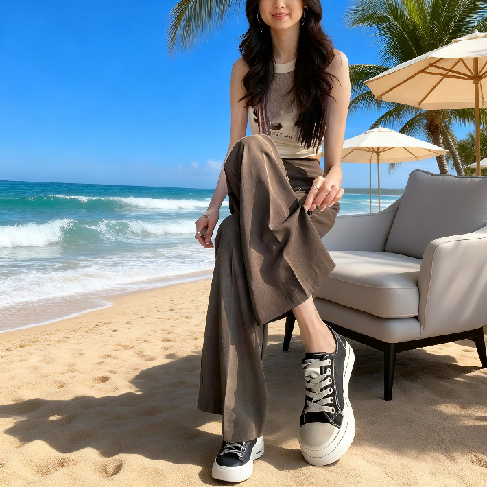 小柄女性向けハイウエストストレートワイドパンツ ヒップアップ サイドジッパー フォーマルカジュアルパンツ