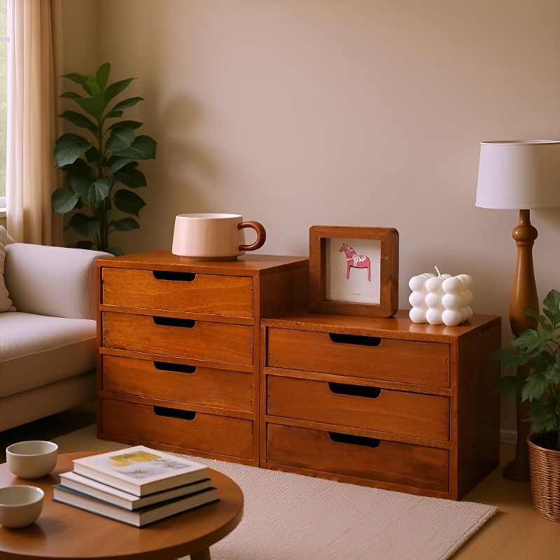 탁상 사물함 다단 수납 서랍형 사물함 잡동사니 수납장 우드 화장품 사물함 사물함 다용도 스몰 키높이 선반