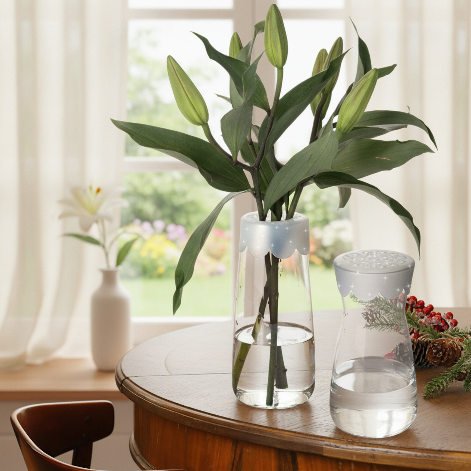 Multifunktionaler Silikon-Blumenhalter, Stielstütze, geeignet für Vasen