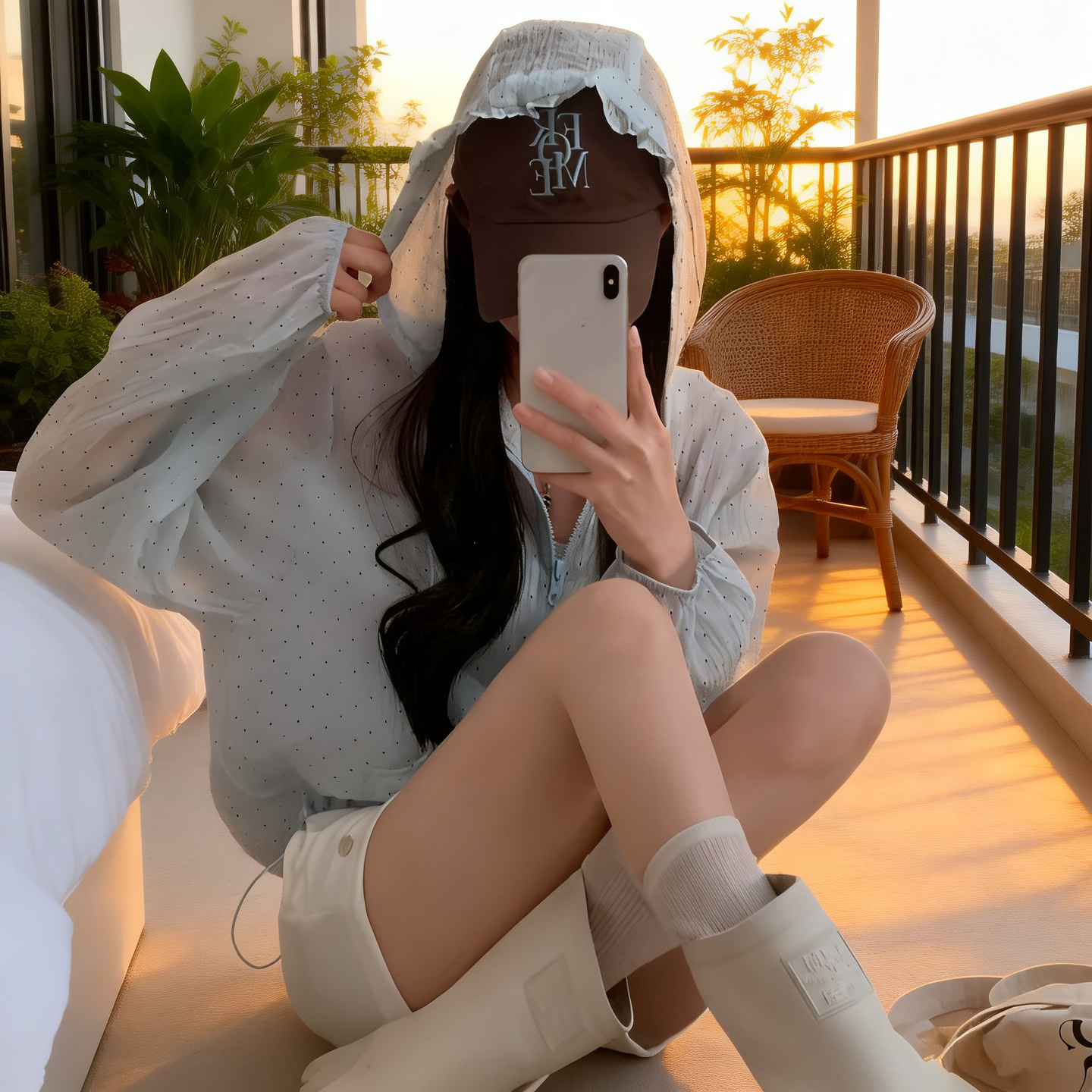 フード付きUVカットシャツのディテール写真