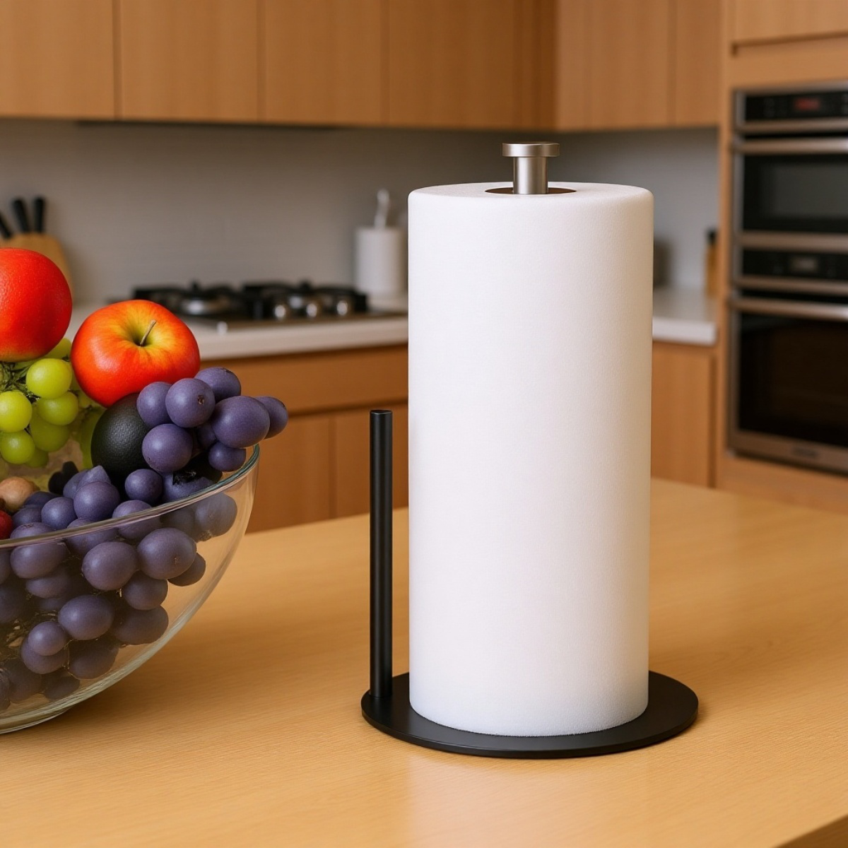 ステンレス製キッチンペーパーホルダー　立て型ロールペーパースタンド