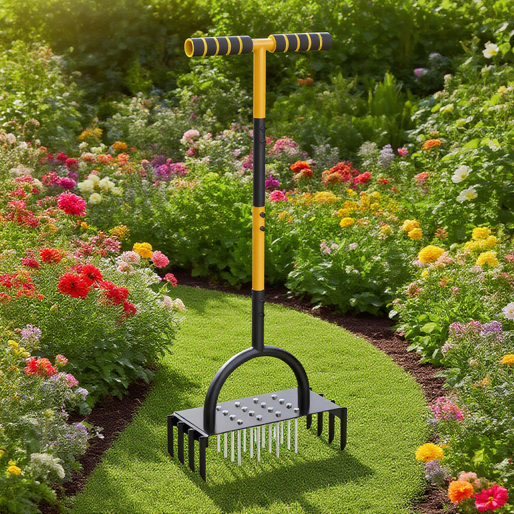  Čepelový provzdušňovač trávníku z uhlíkové oceli s madlem 