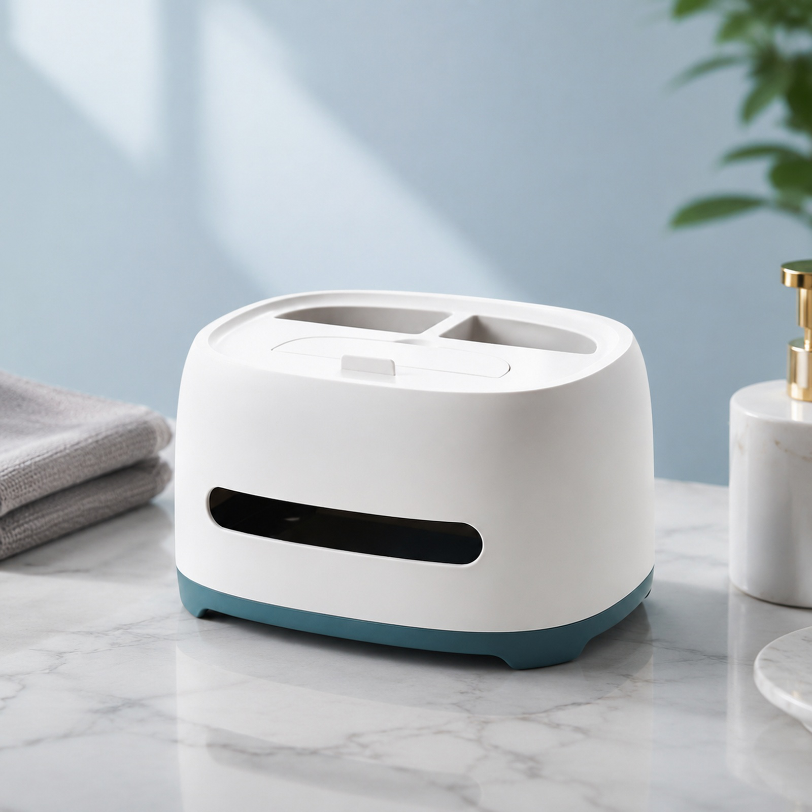 Multifunctional tissue holder storing remote controls and tissues