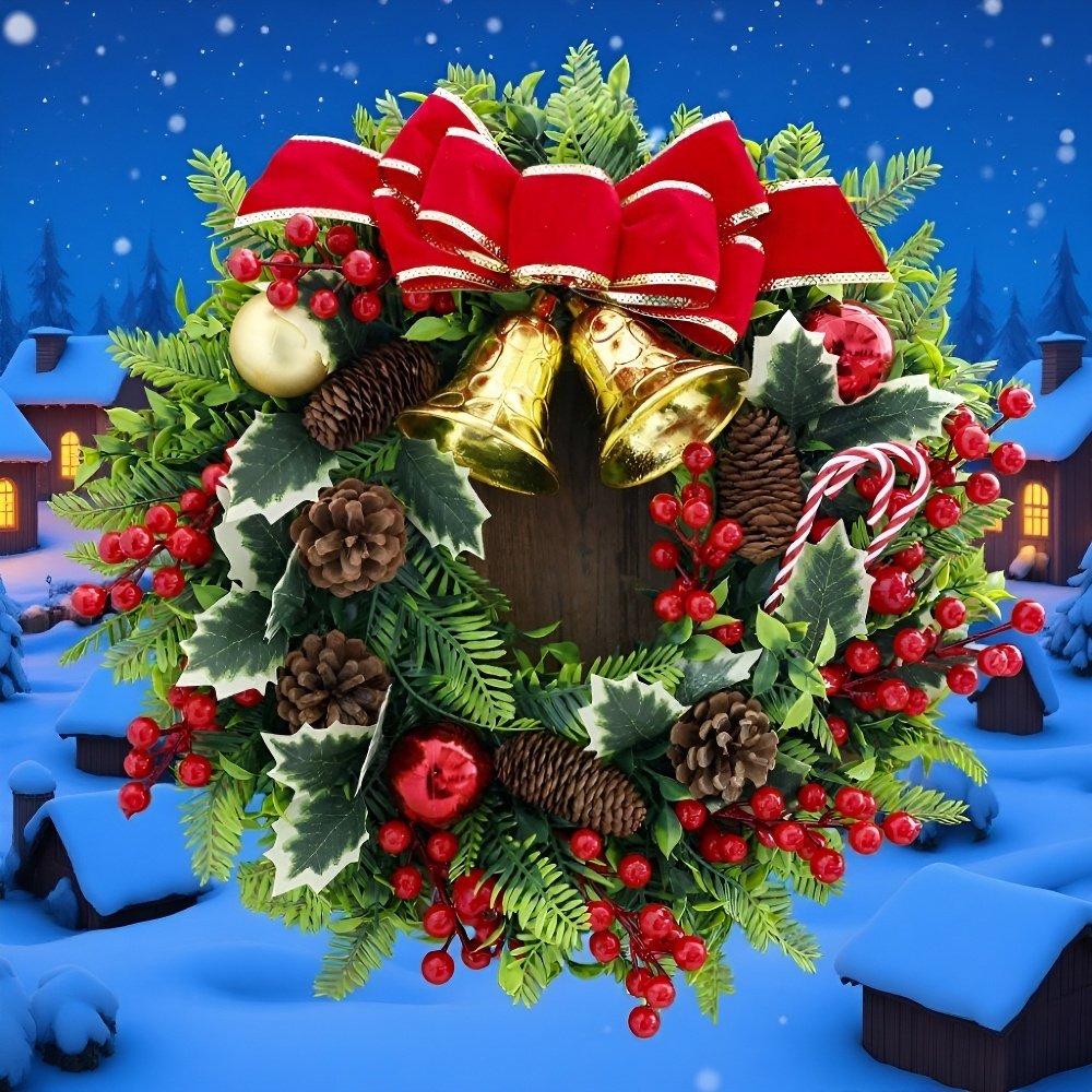 特大クリスマスリースリボン鈴飾り