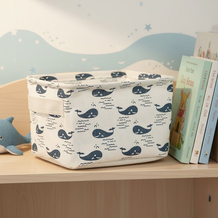 Caja organizadora de escritorio impermeable de algodón y lino