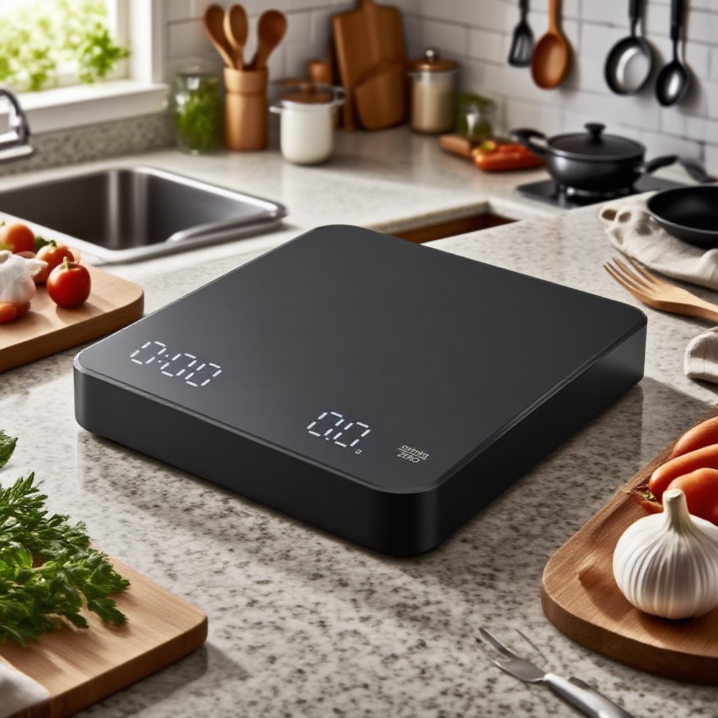 Elektronická váha pod šálkem espressa