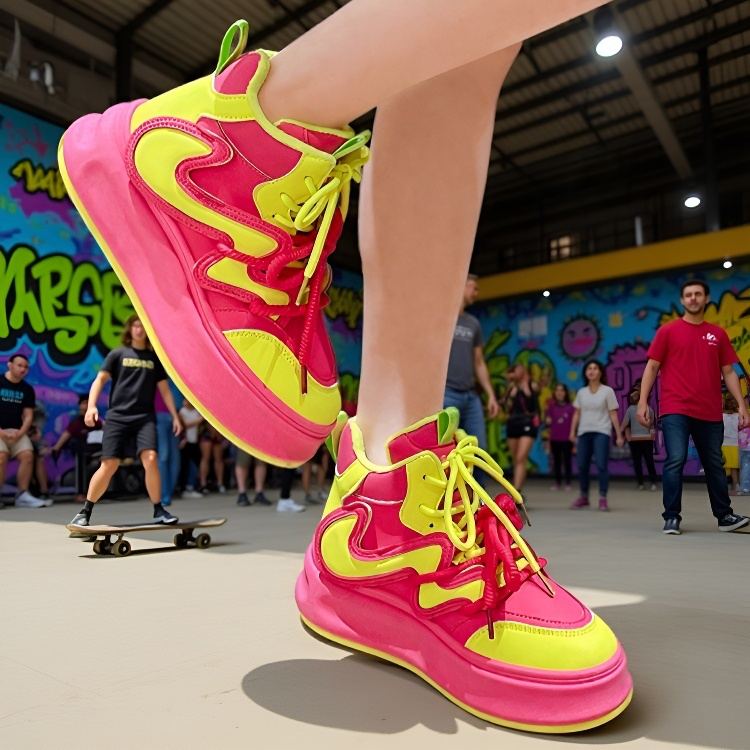 통굽 패션지애 레드 캐주얼 여성화 키높이 통굽 하이탑 여성화 레드 캐주얼 하이탑