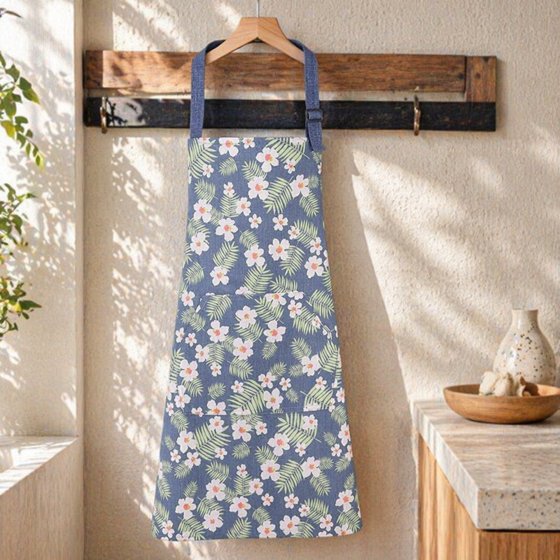 Delantal doméstico de lona de algodón con diseño de girasol para cocina