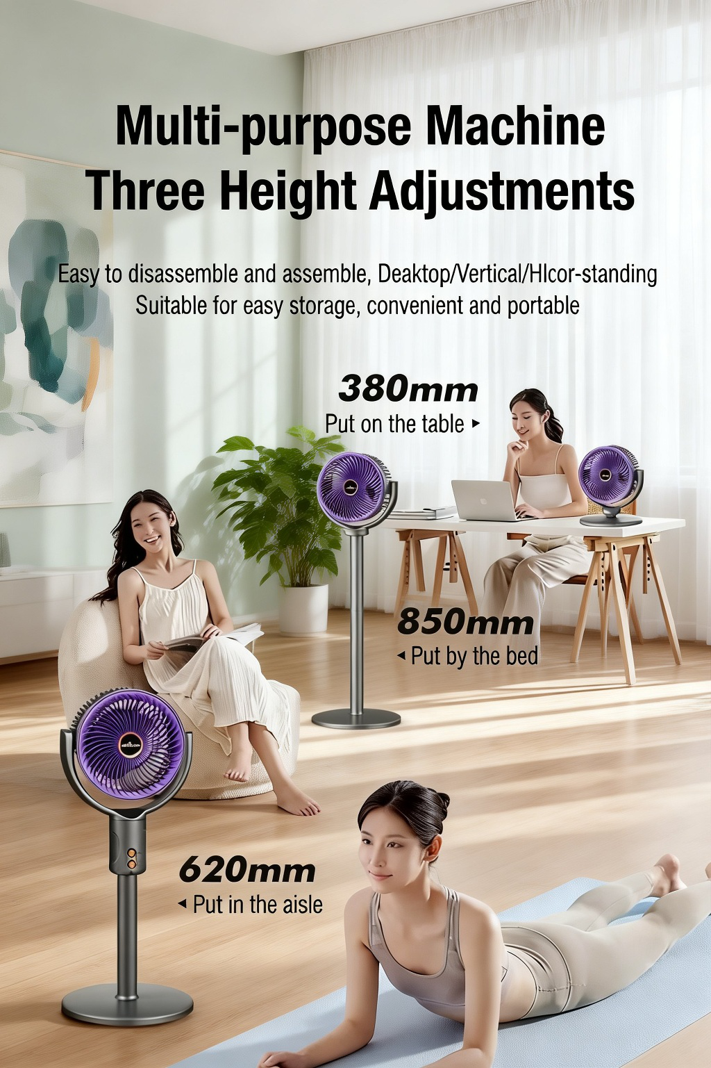 Dual-use oscillating fan for home and office