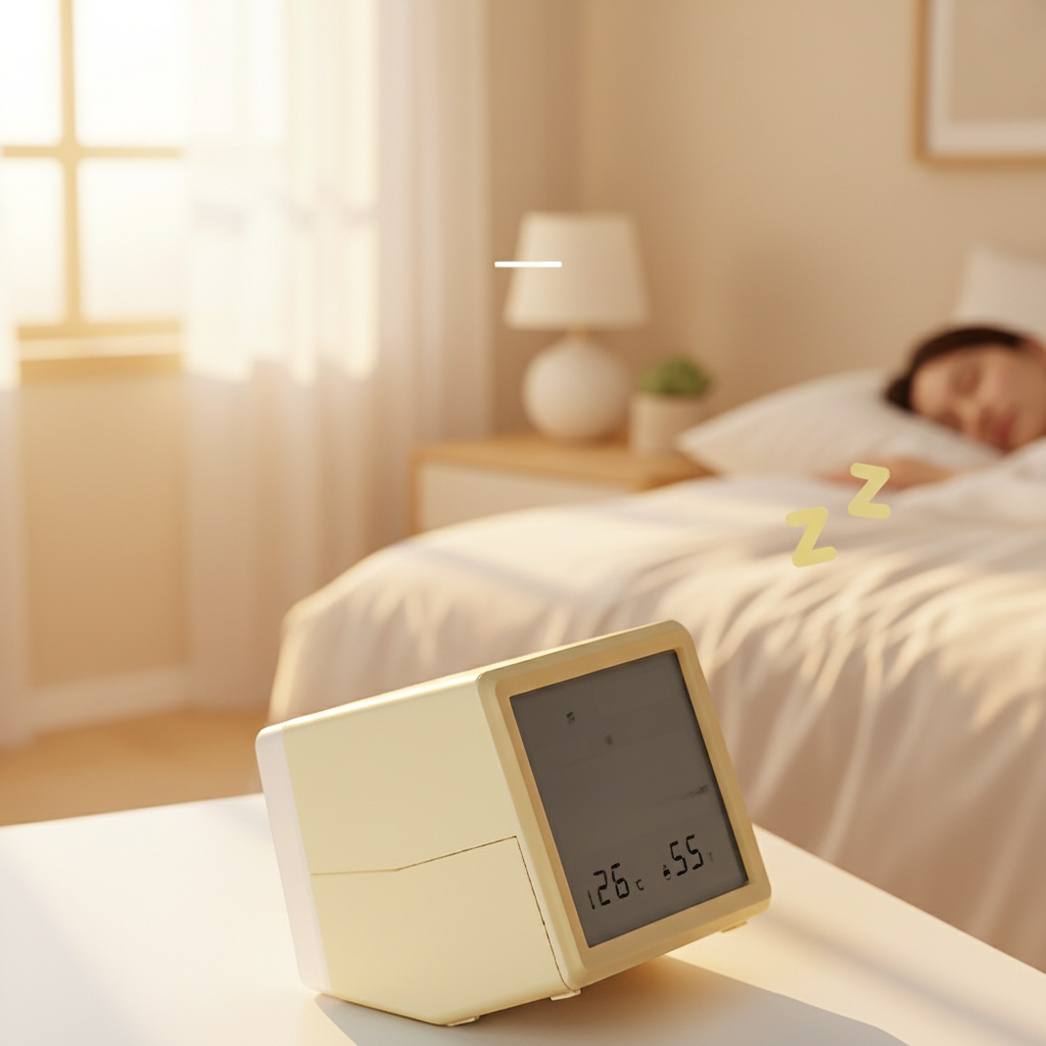 Multifunction seesaw alarm clock night light with temperature and humidity display, dual alarms