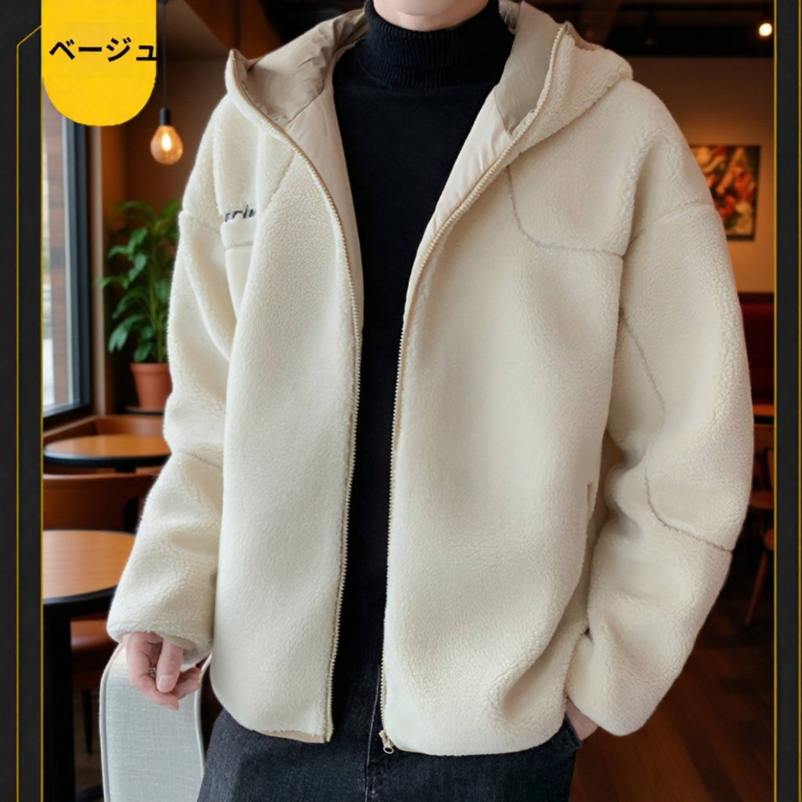 秋冬トレンドブランド メンズフリース裏地コート コットン中綿入り