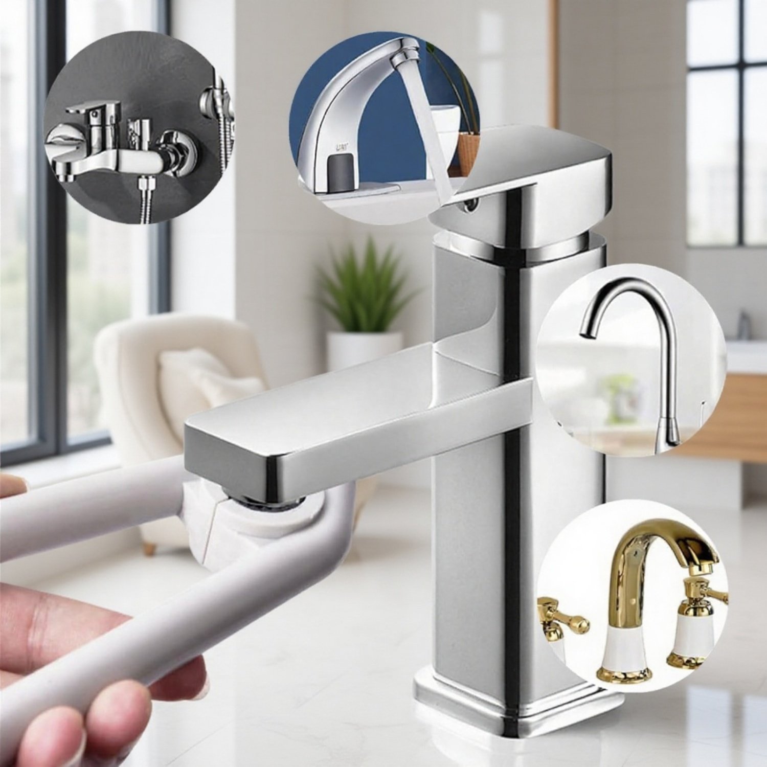 Removable Kitchen Faucet Strainer with Filter Wrench and Decorative Volume Adjustment