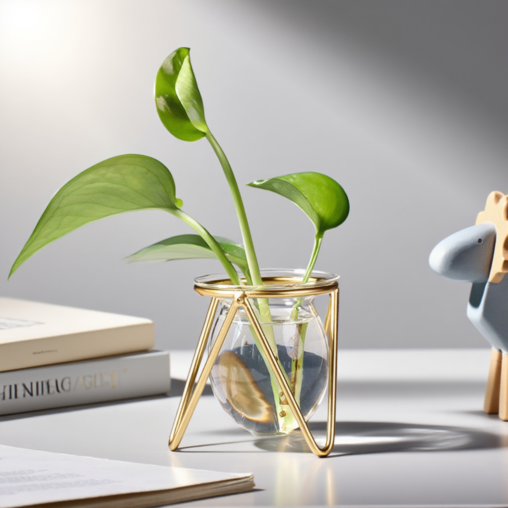 Skleněná průhledná váza na květiny do obývacího pokoje, dekorativní květináč na vodní rostliny