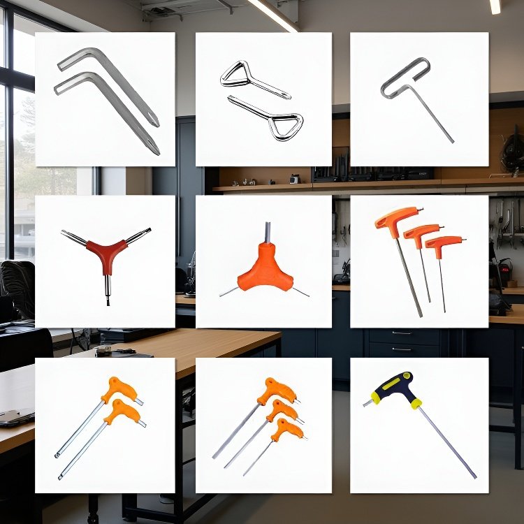 工具箱に収納されたT字型レンチセット