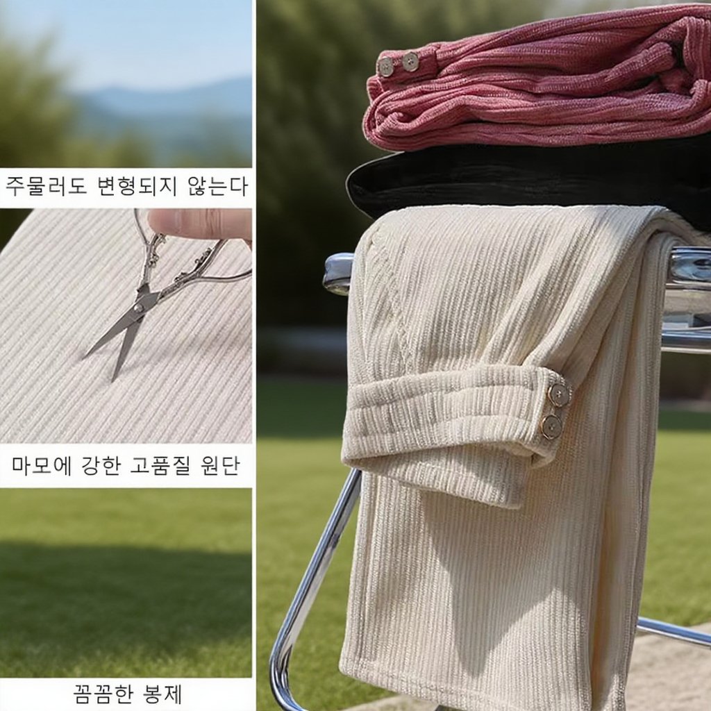  여성용 기모 코듀로이 스트레이트 팬츠