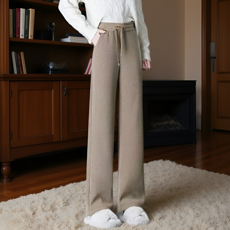 빅 사이즈 겨울 쉐닐 코듀로이 와이드 팬츠 여 기모 도톰 슬림 캐주얼 팬츠