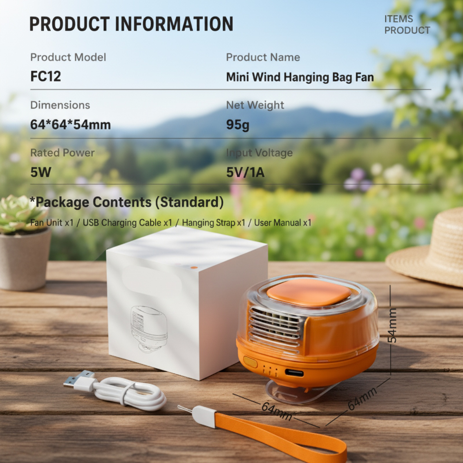 Outdoor Waist Bag High-Speed Mini Fan, USB Rechargeable Waist & Neck Hanging Silent Fan