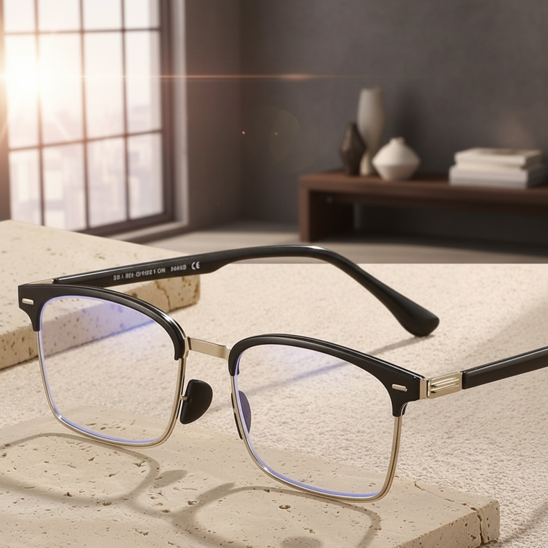 JMY Smart Zoom Half-Eyebrow Frame Anti-Blue Light Reading Glasses