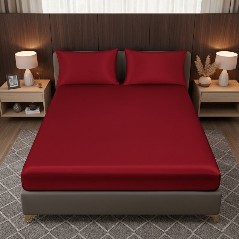 Modern Minimalist Silk Bedspread Bed Skirt, Cool Durable Easy-Clean Bedding