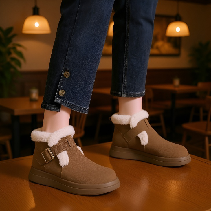 통굽 미끄럼 방지 융털 스노우 부츠 앵클 부츠 아웃도어 보온 북동 원터치 스노우 부츠녀