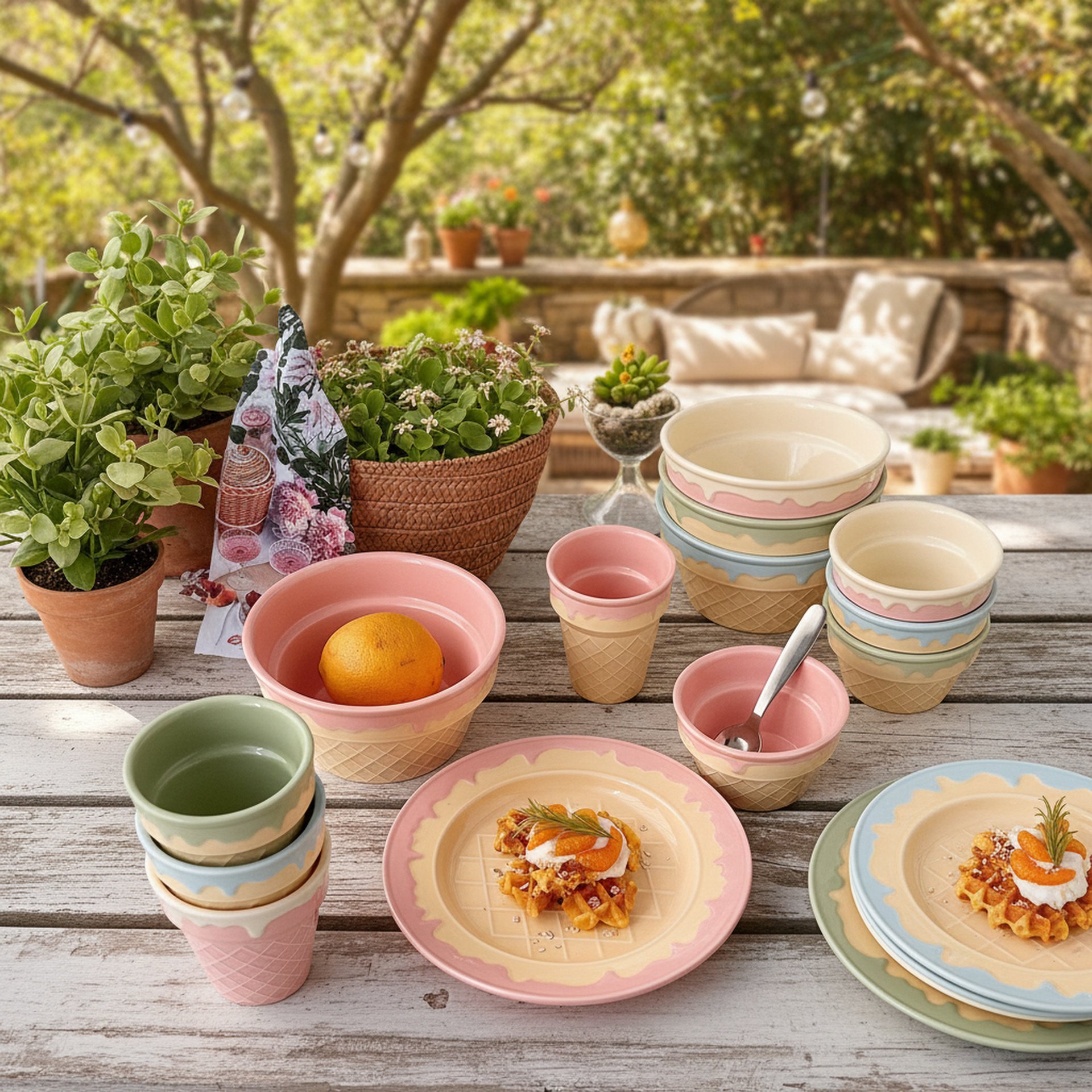 Cute Ice Cream Ceramic Dinnerware Set