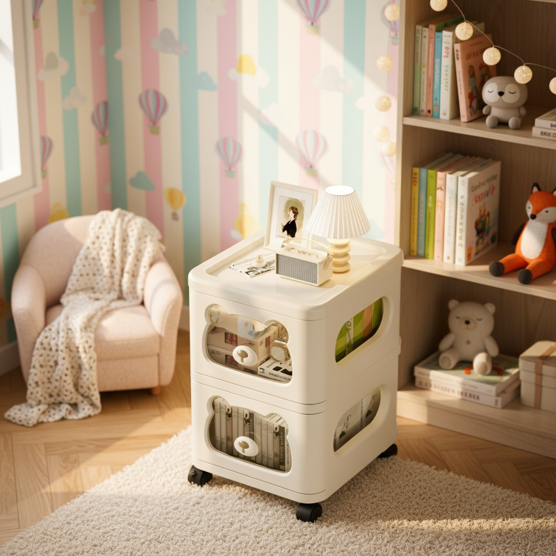 Armoire colorée adaptée à la décoration de chambre enfant