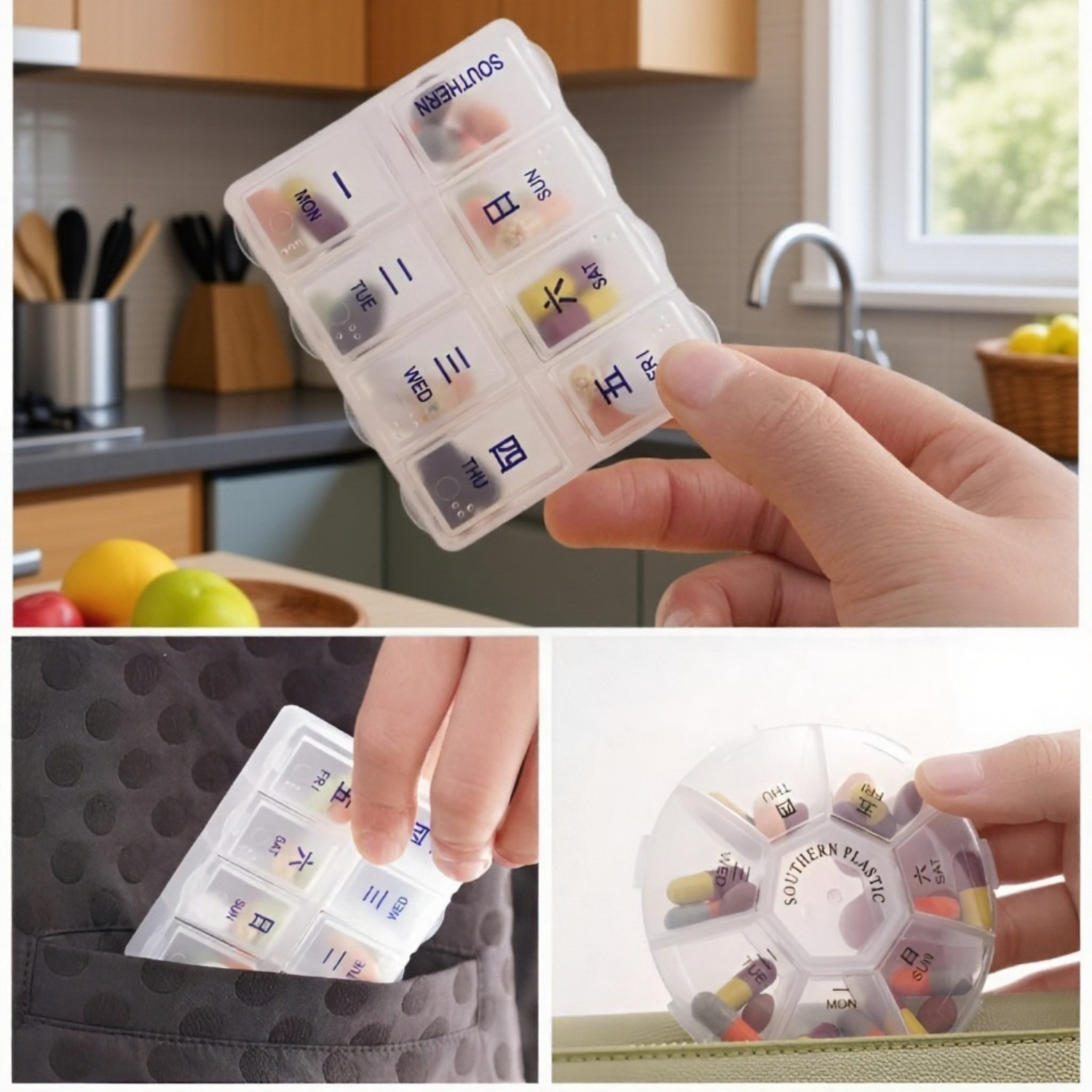 携帯用ミニ小型薬ケース 薬収納ボックス 分割ピルケース