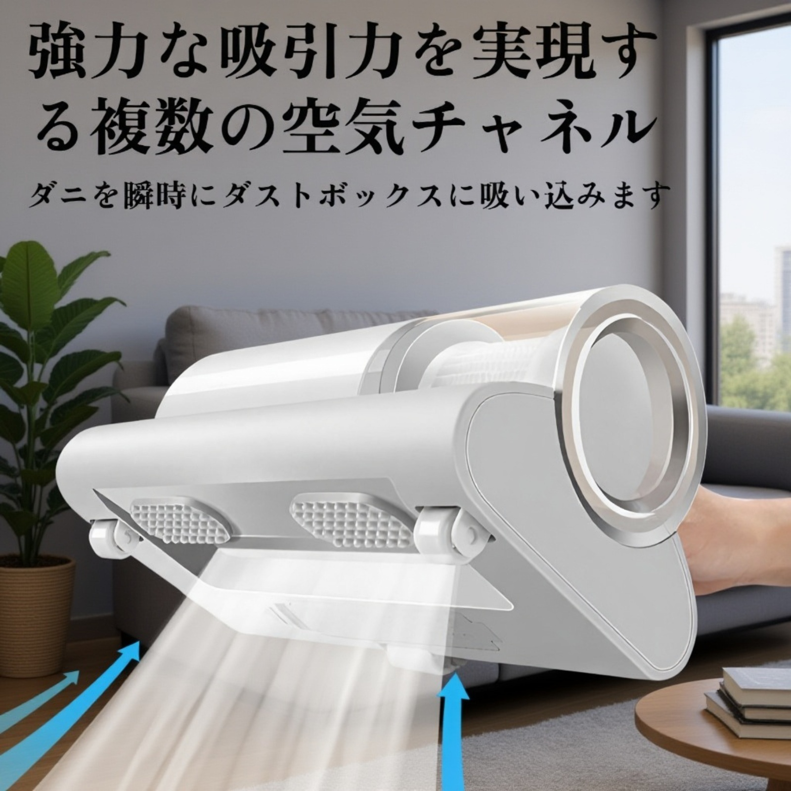 家庭用ワイヤレスダニクリーナー・強力吸引ポータブルタイプ