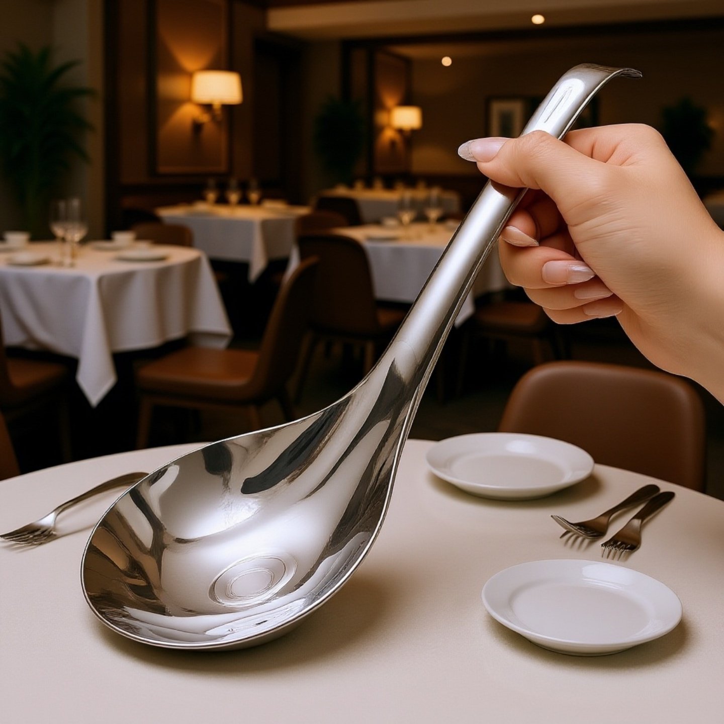 대형 304 스테인리스 스틸 수프 및 죽 국자