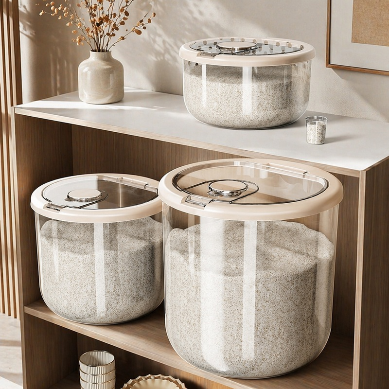 Household food-grade rice container, flour storage tank, insect-proof, moisture-proof, airtight flou