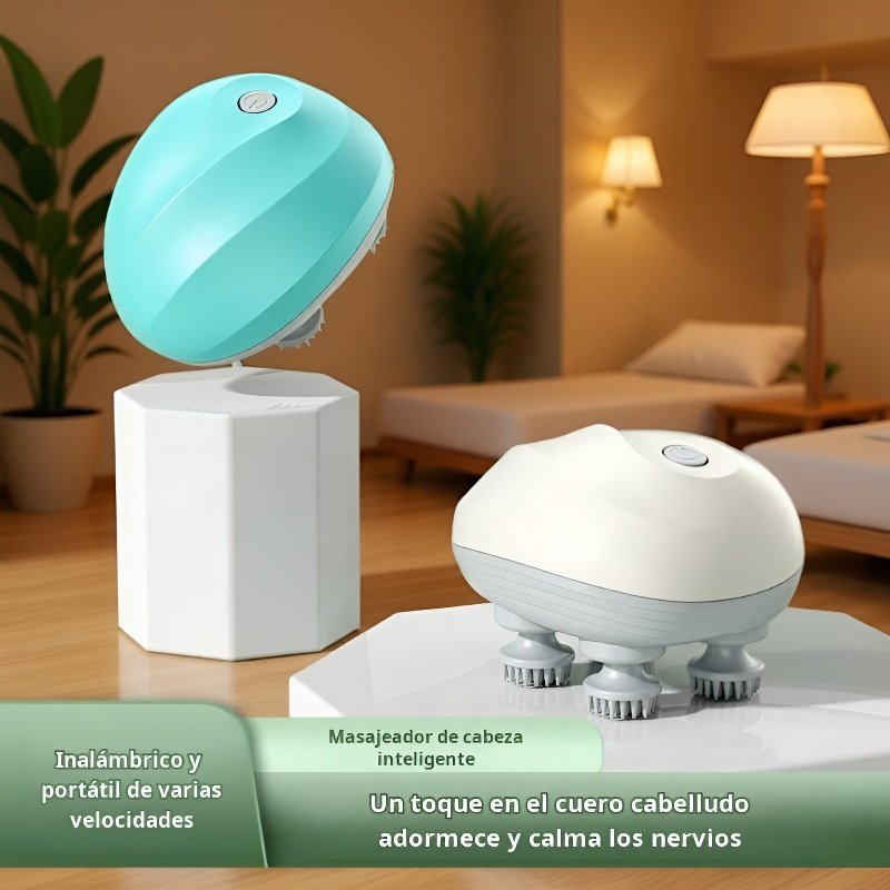 Mini masajeador de cabeza inteligente, masajeador eléctrico impermeable, fisioterapia, amasado, arte