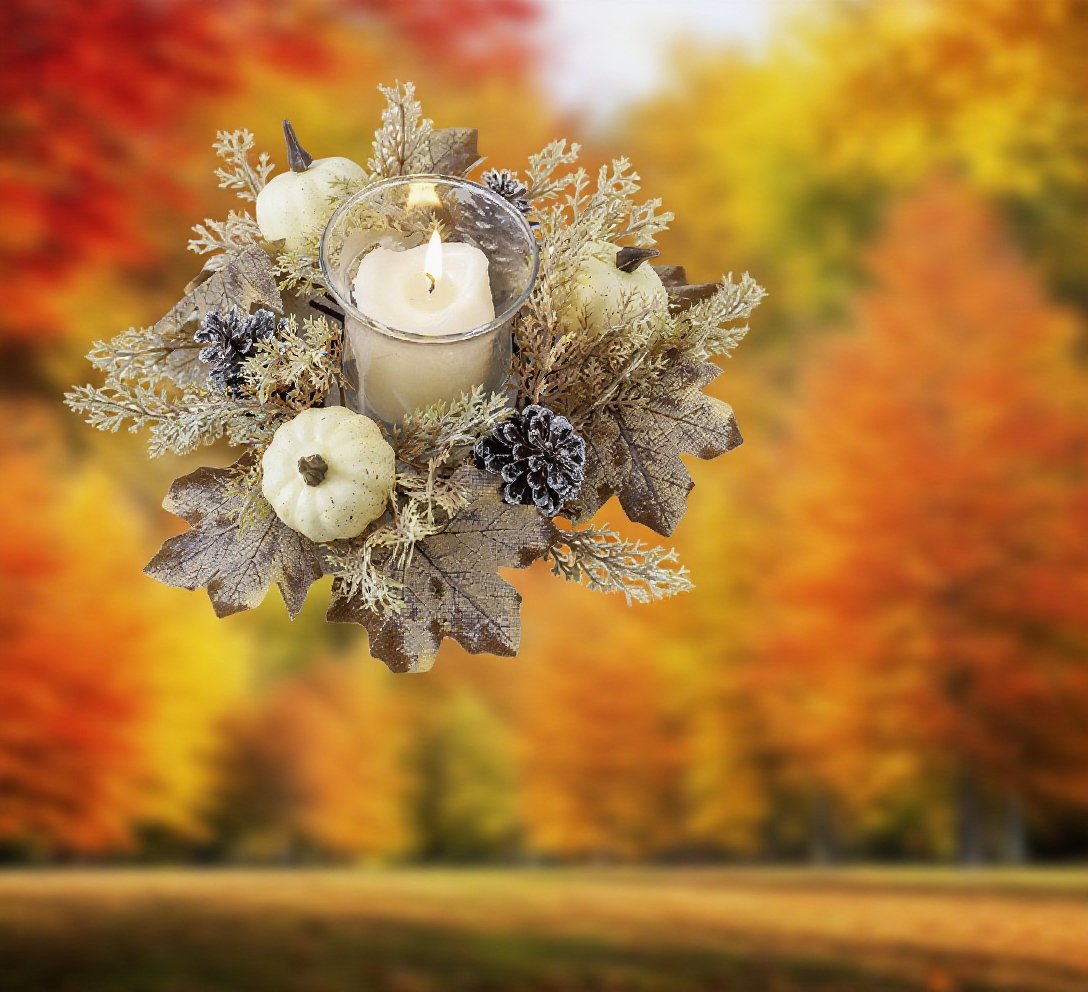 호박 솔방울 장식 화환