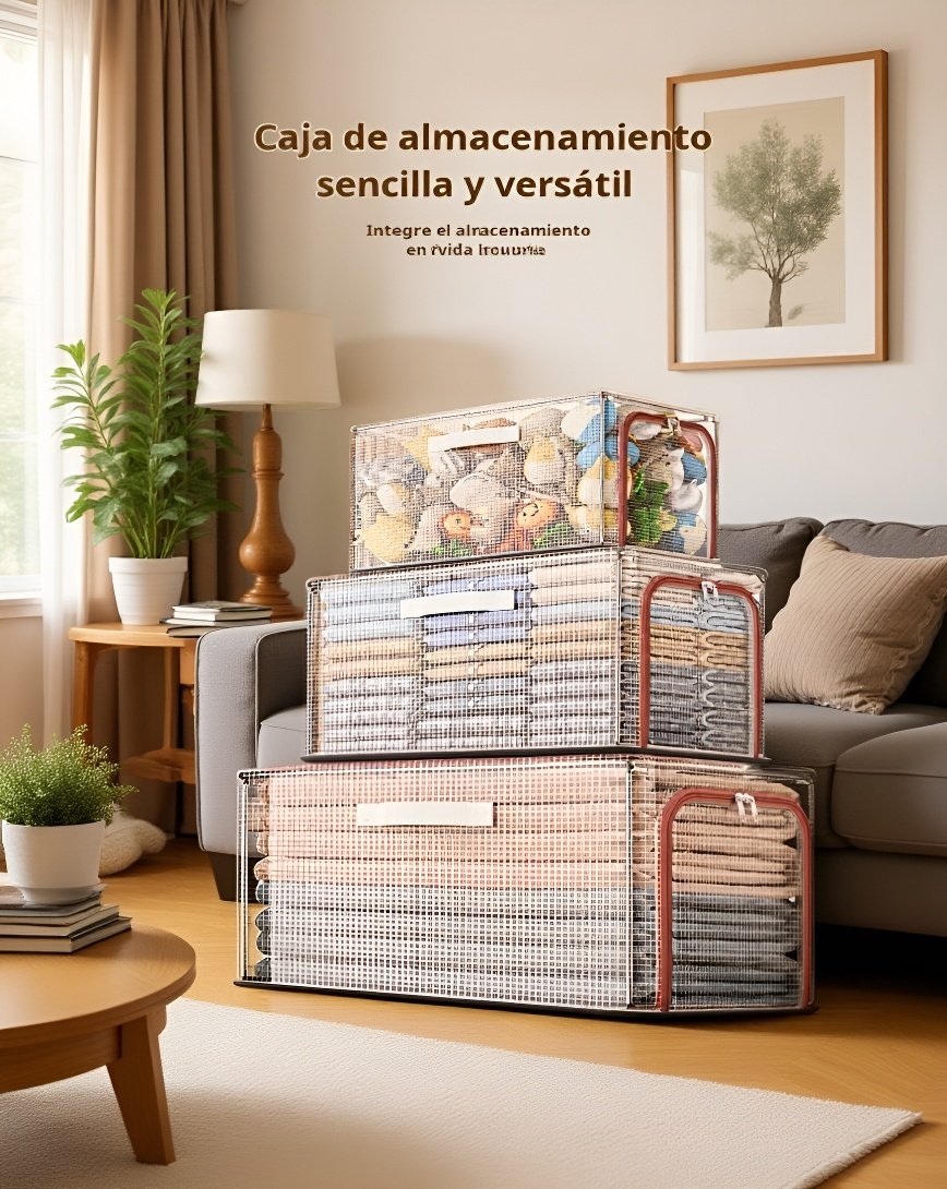 Caja de almacenamiento de ropa de malla de PVC transparente