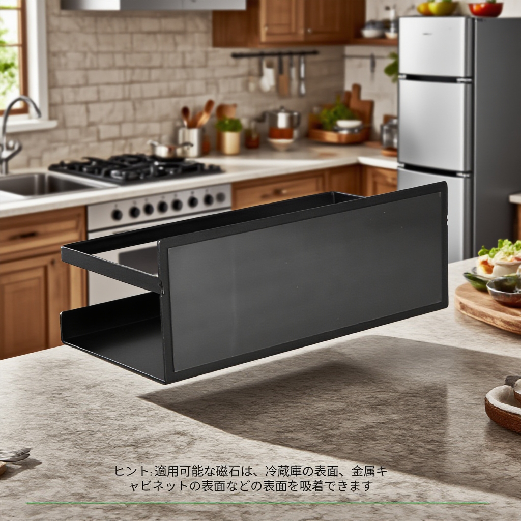 キッチン用品を掛けて使えるマグネットラック