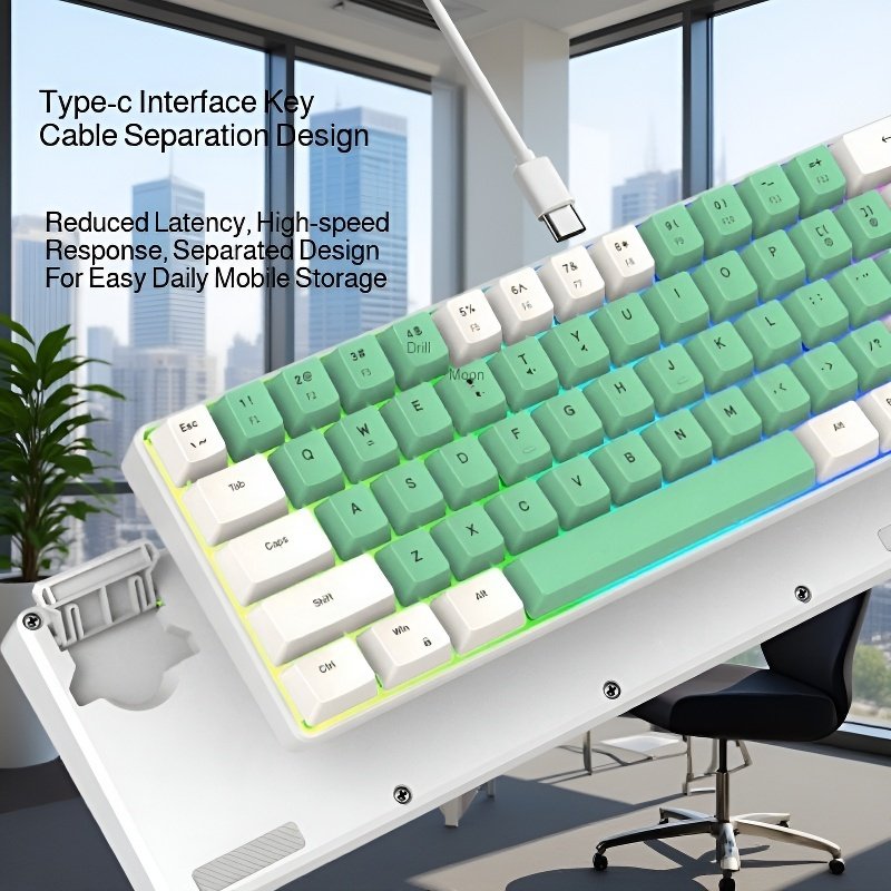 Mechanical-feel Dual-color Illuminated 68-key Wired Keyboard