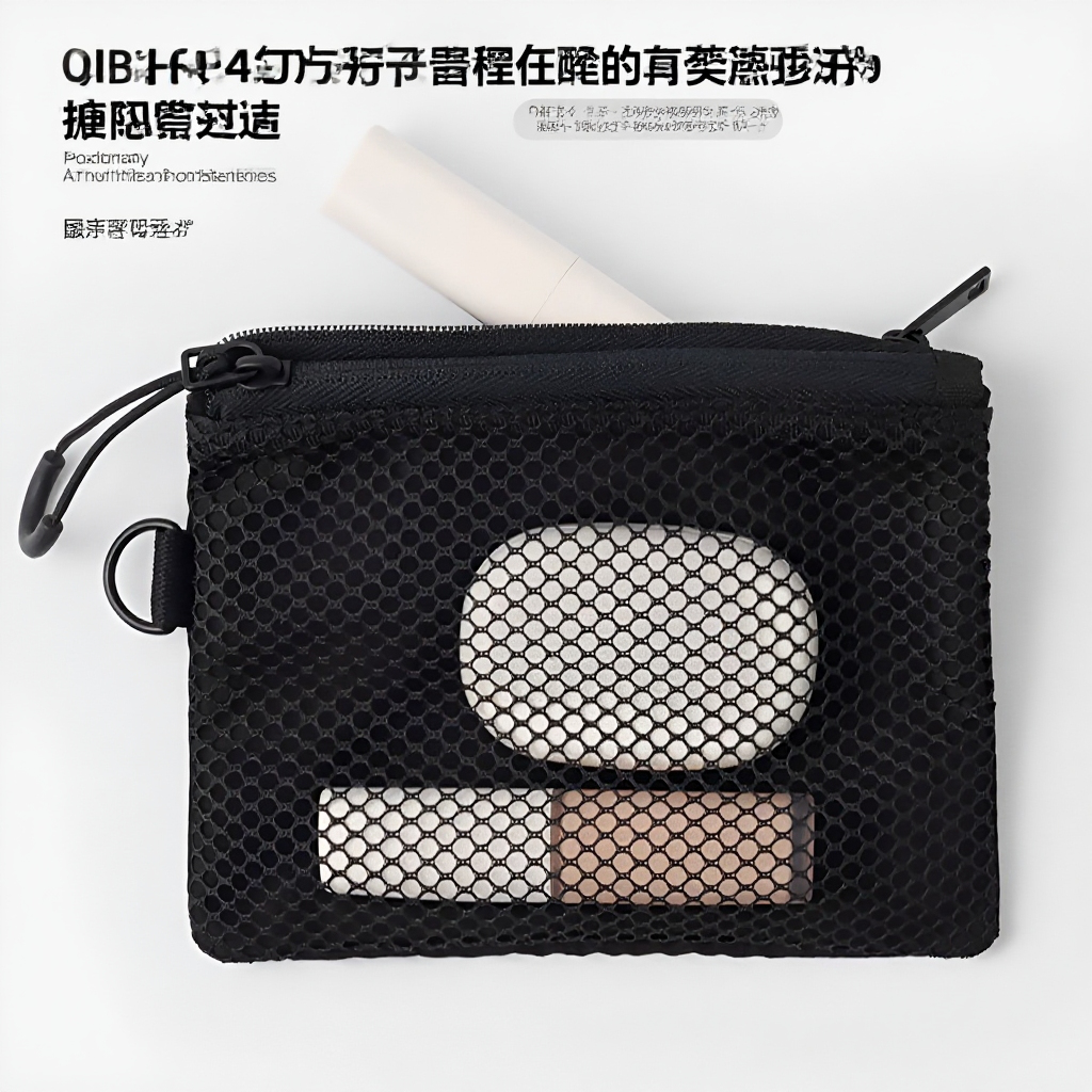 ダブルファスナー収納バッグ・通気性抜群の旅行用ポーチ