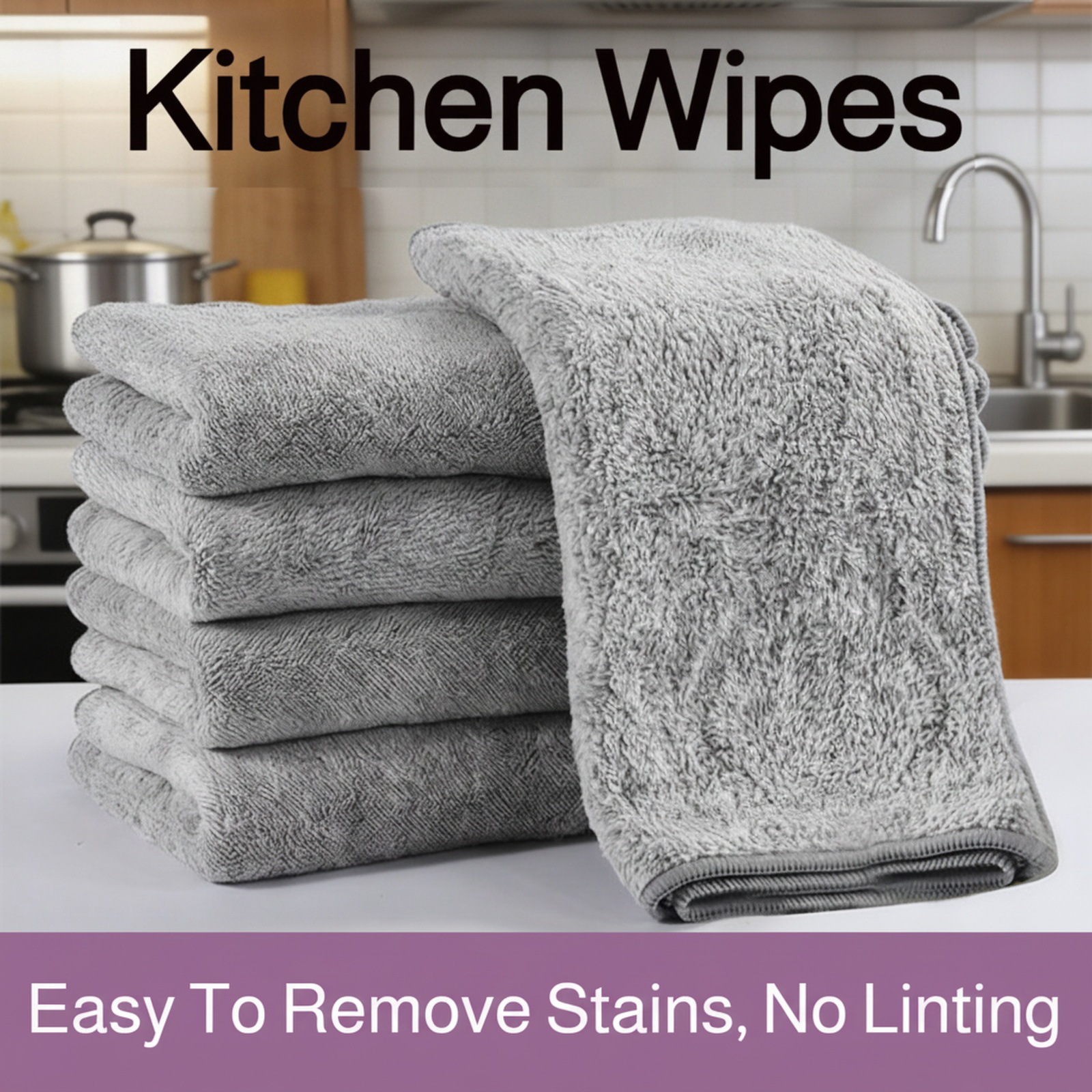 Kitchen dishcloth, rag, non-stick, oil-resistant, bamboo fiber kitchen cleaning cloth, household abs