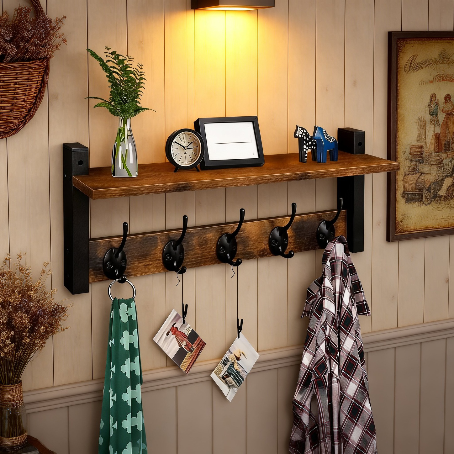 装飾アイテムを飾る木製ラック