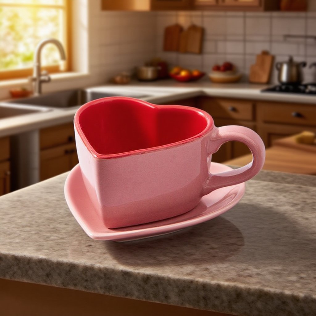 고가치 러브 커피잔과 접시 세트 심플 세라믹 컵 홈 커피잔