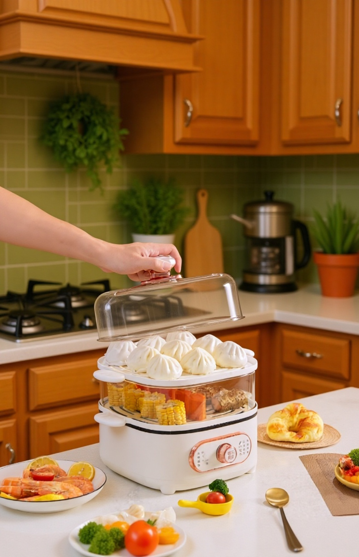 Elektrischer Multifunktions-Dampfgarer in moderner Küche