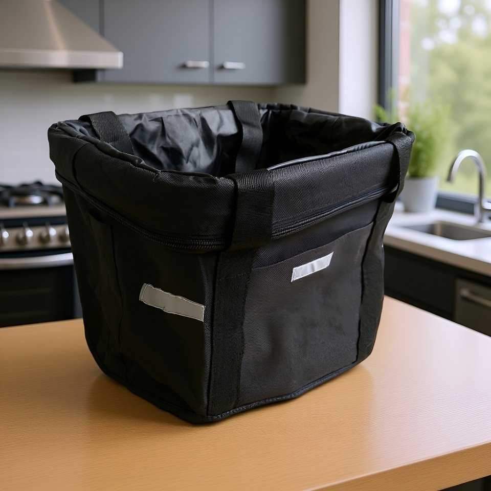 Easy-to-install folding bike basket on a city bike