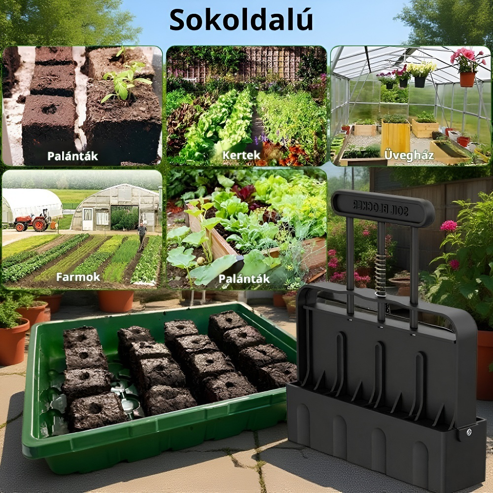 Egészséges palánták kézi talajtömb készítővel