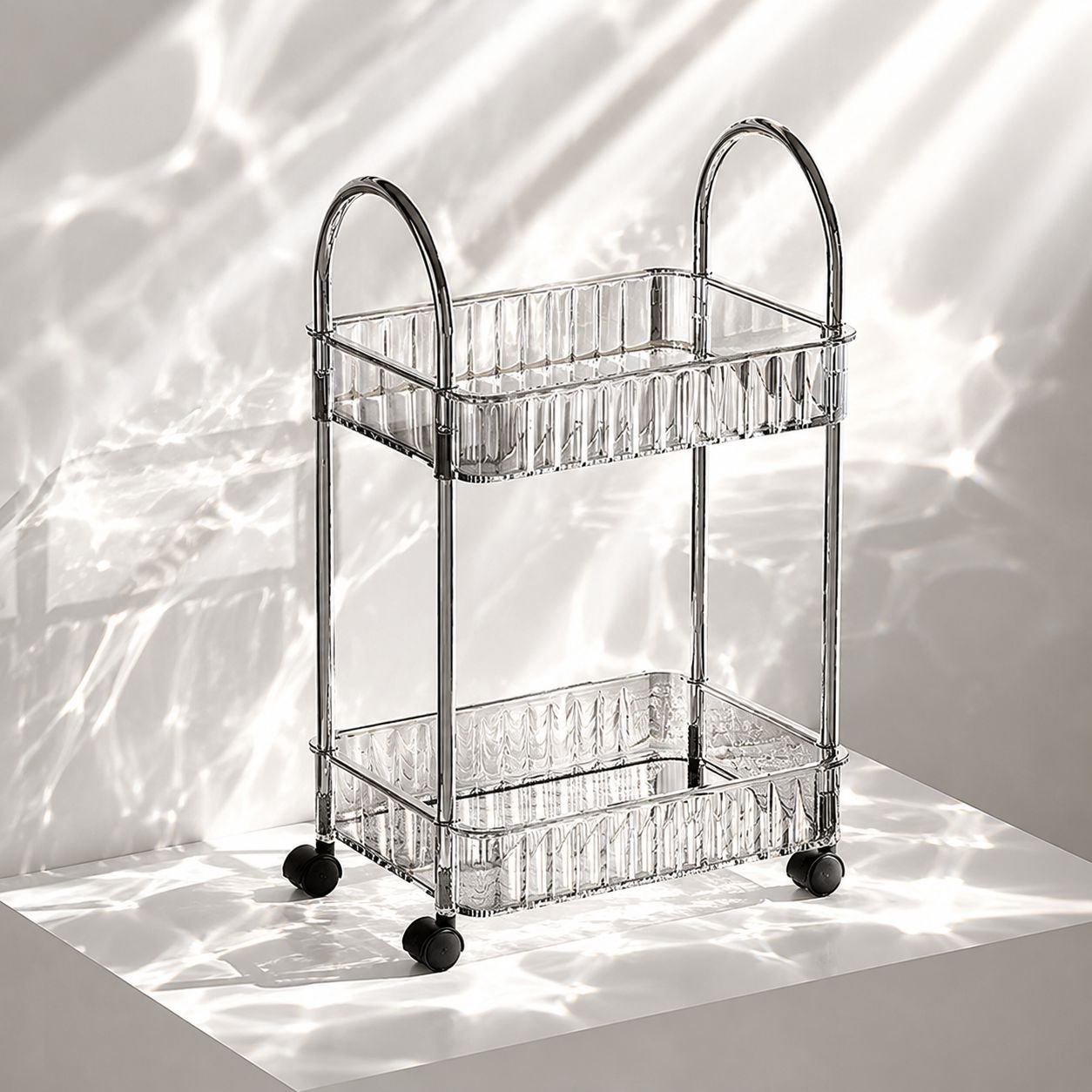 Removable kitchen storage trolley with shelves